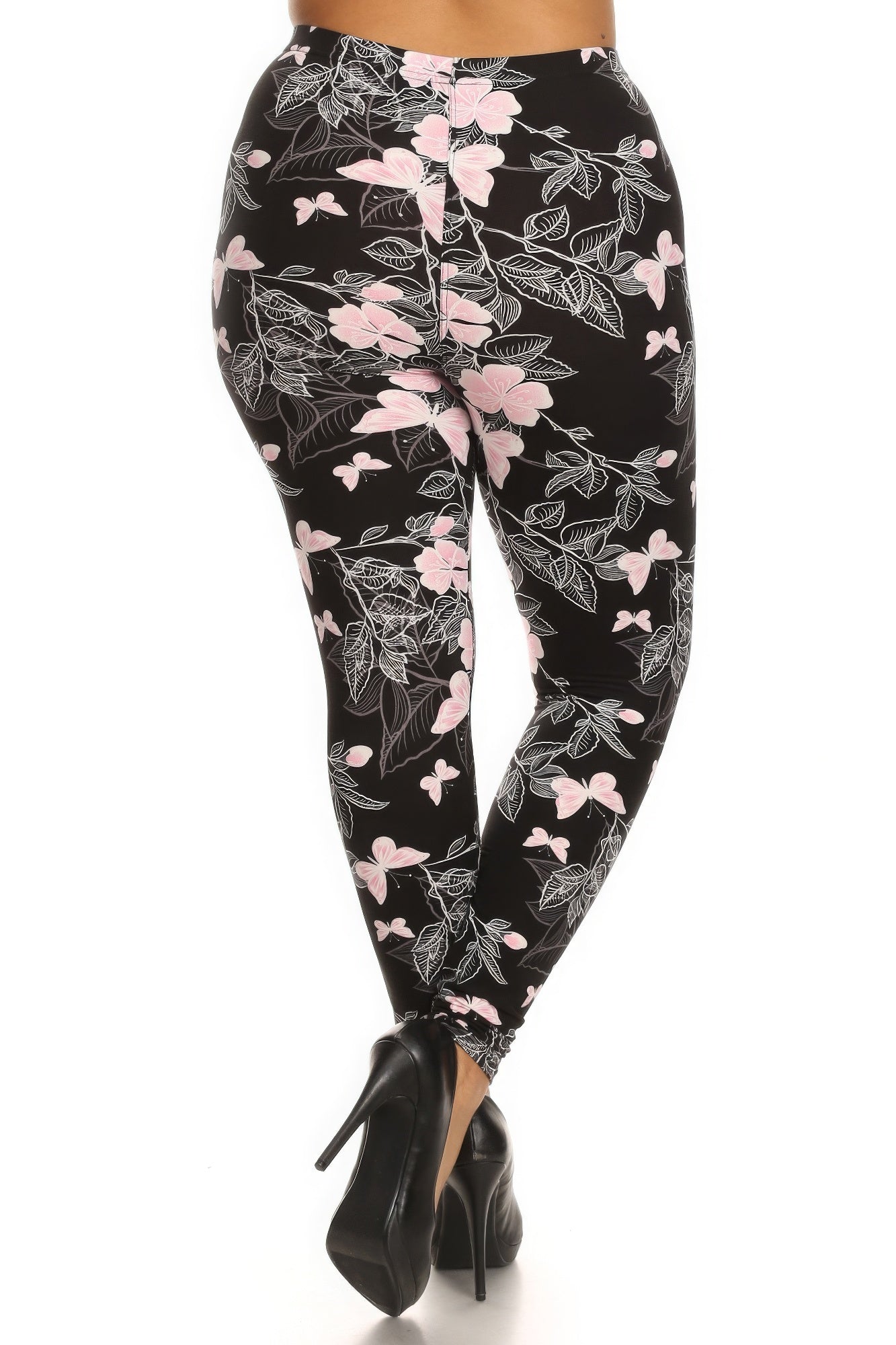 Plus Size Butterfly Graphic Printed Legging With Elastic Waist