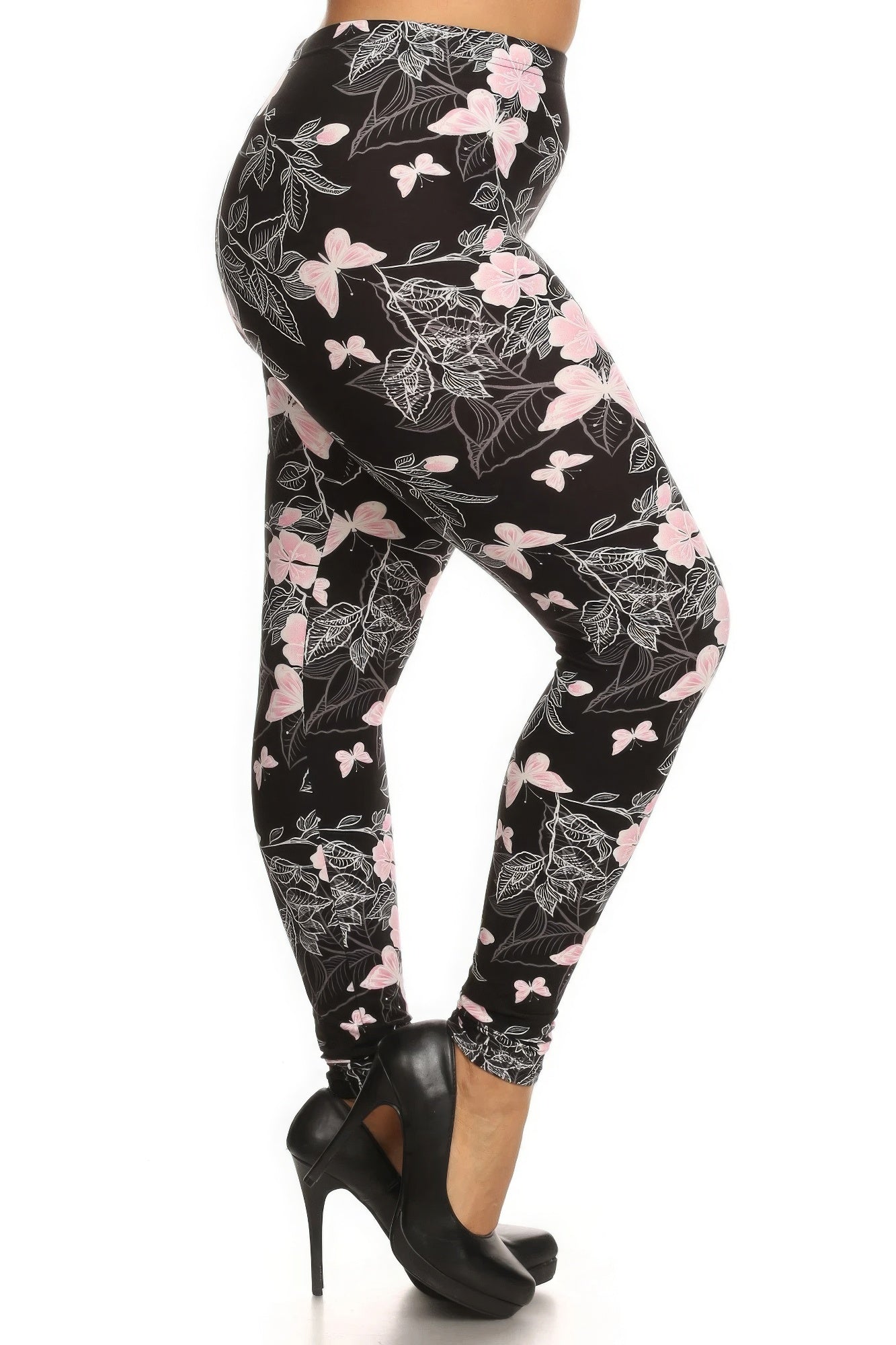 Plus Size Butterfly Graphic Printed Legging With Elastic Waist