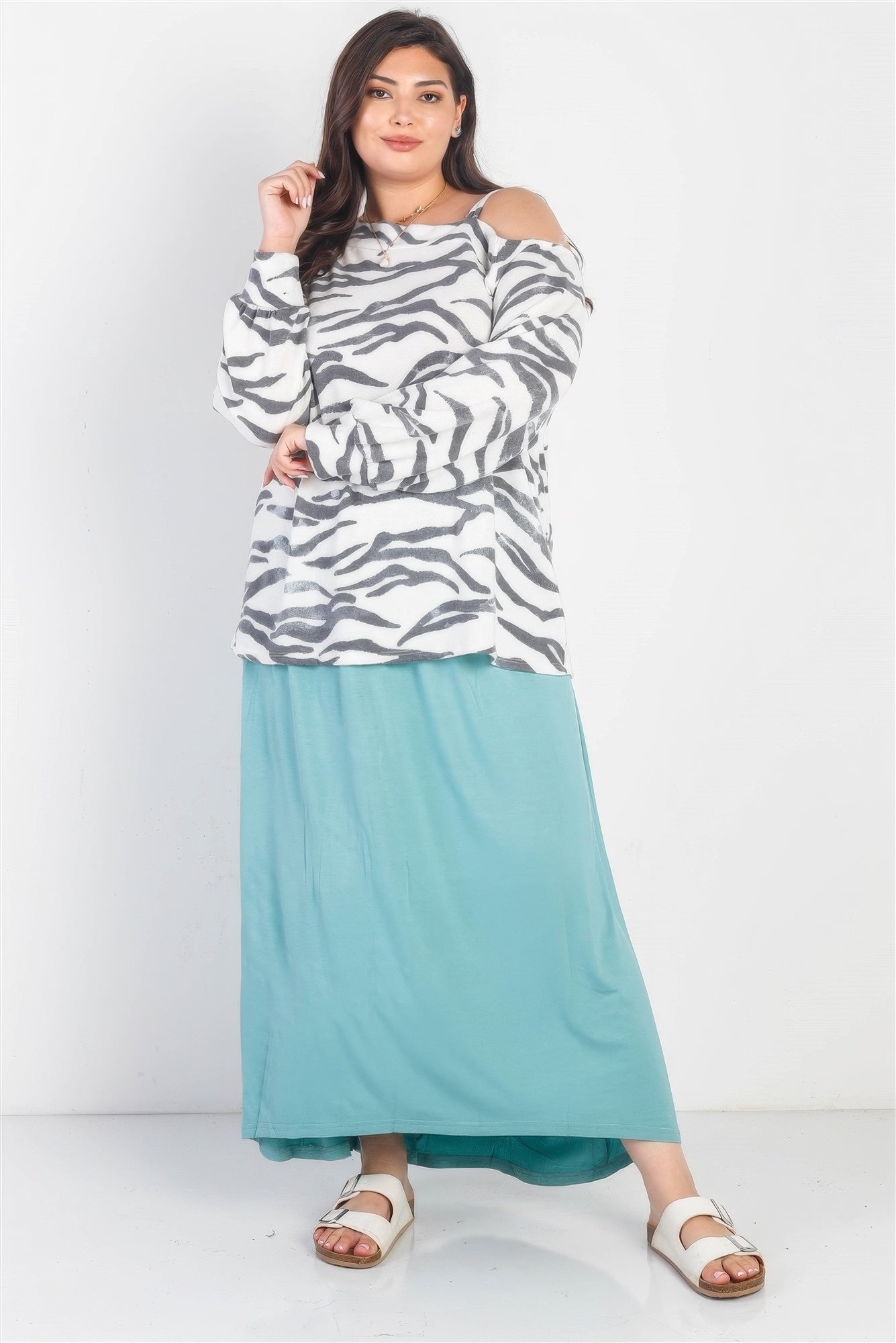 size zebra flannel cold shoulder top with cold shoulders, perfect fors