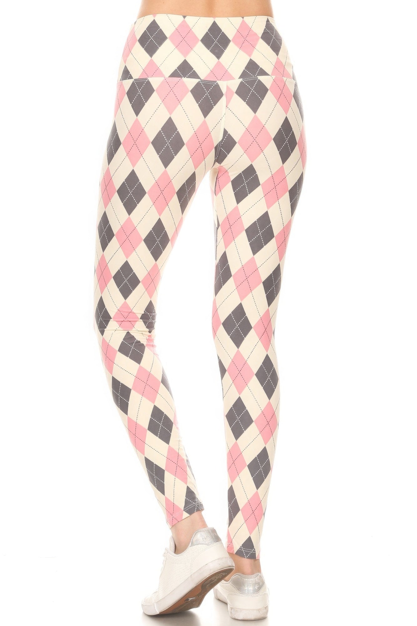 5-inch Long Yoga Style Argyle Printed Leggings With High Waist