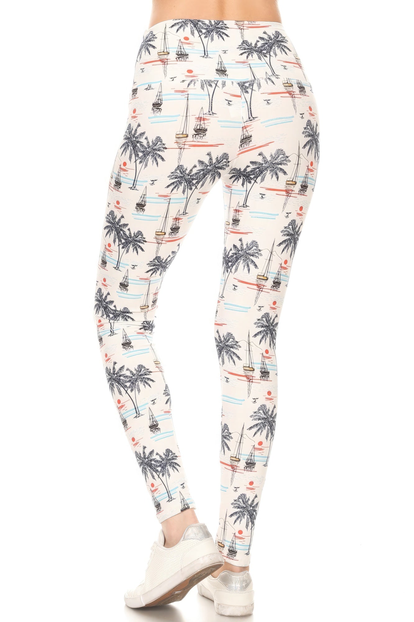 5-inch Long Yoga Style Sailor Printed Leggings With High Waist