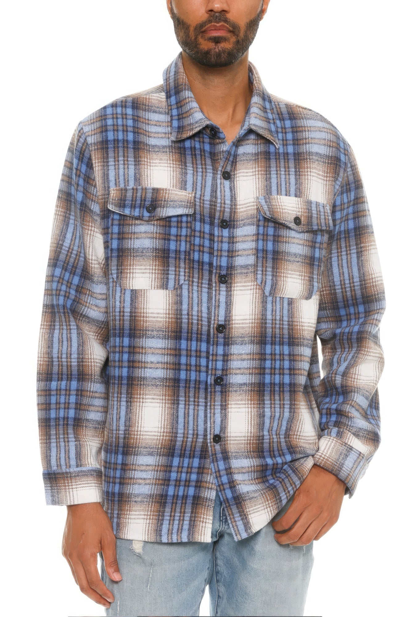 bold style Checkered Flannel Shacket - Stylish & Warm perfect for a ca 