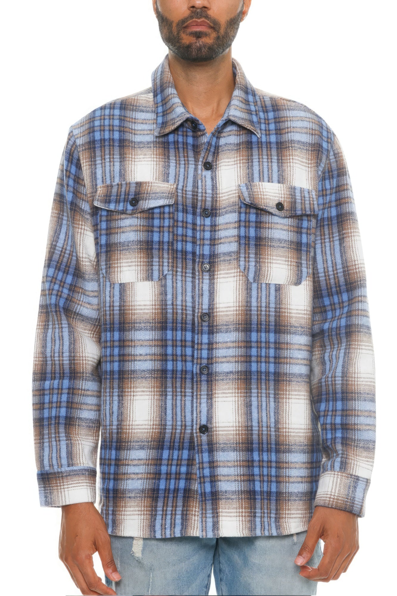 bold style Checkered Flannel Shacket - Stylish & Warm perfect for a ca