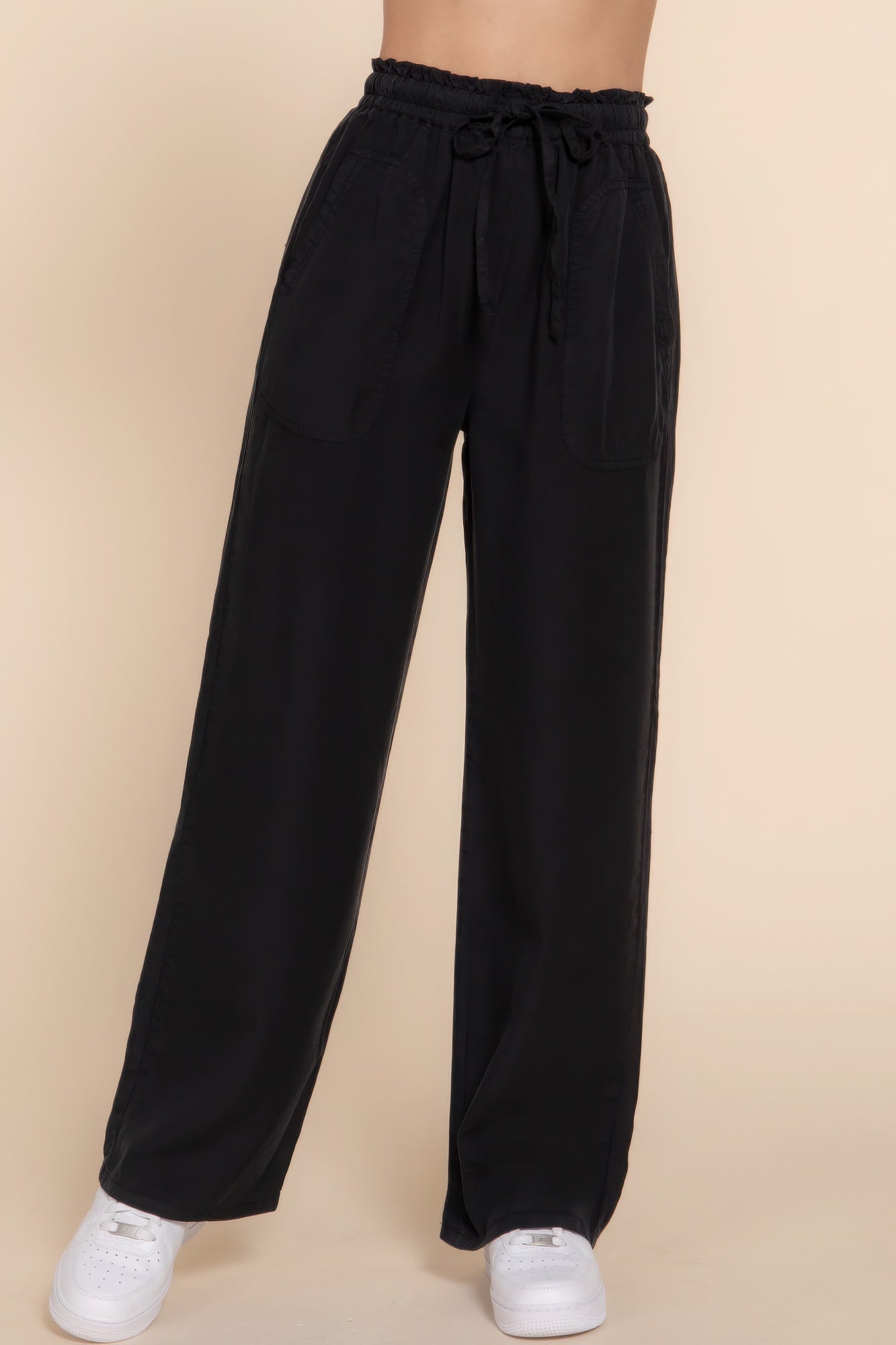 Elastic Waist Tencel Long Pants